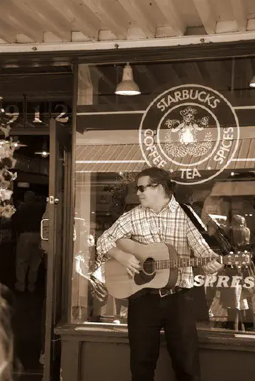 Guitar Player at Starbuck at Pike Market